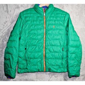 Polo Ralph Lauren Kids Reversible Puffer Jacket Green/Blue Size XL (18-20)